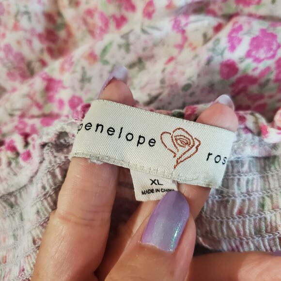 Penelope Rose Smocked Floral Ruffle Tiered Midi Dress Size XL Prairie Cottage - Picture 9 of 14